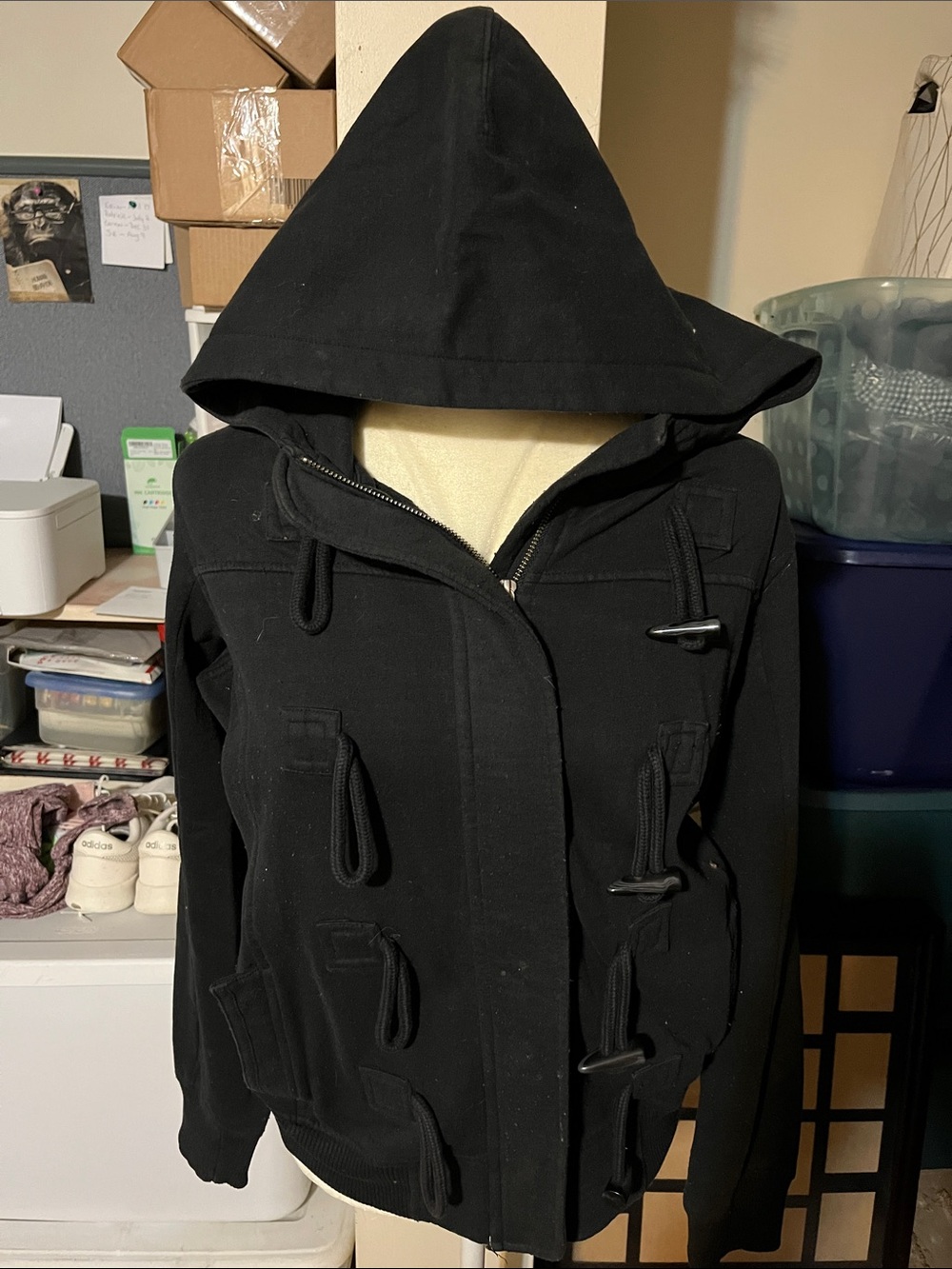 Sonoma Black Hooded Toggle Jacket